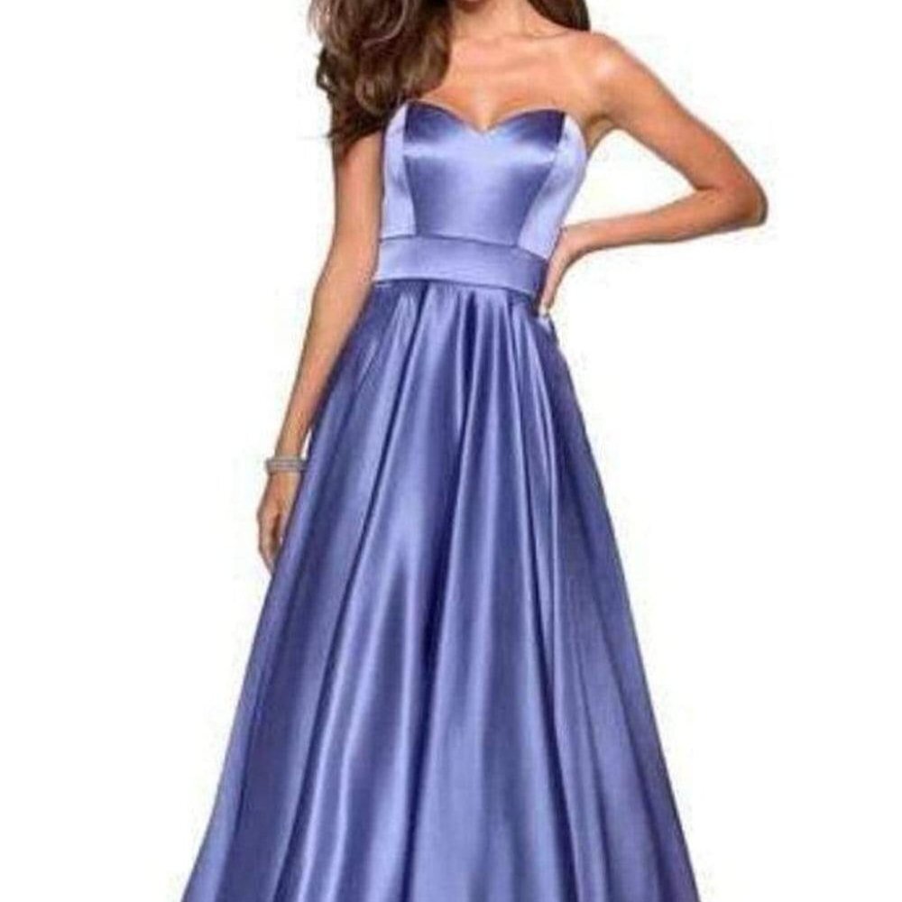 NWT La Femme 27506 Satin Prom Dress Dark Periwinkle  Size 6